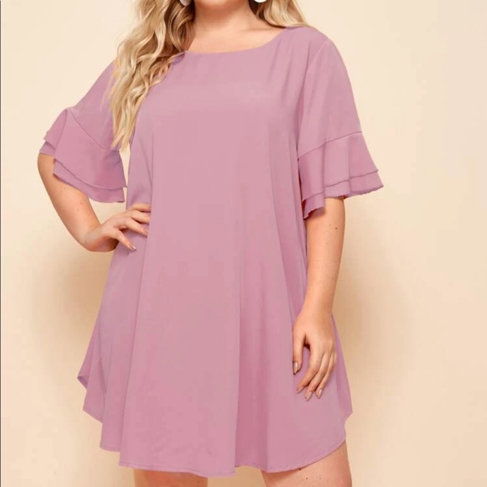 PLUS flutter short sleeve dress ruffle tiered - Picture 5 of 6